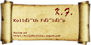 Kolláth Fülöp névjegykártya